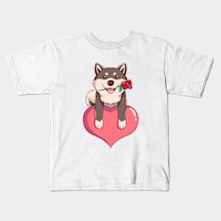 Lovely Shiba (Black) Kids T-Shirt